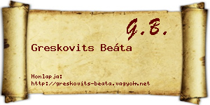 Greskovits Beáta névjegykártya
