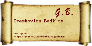 Greskovits Beáta névjegykártya
